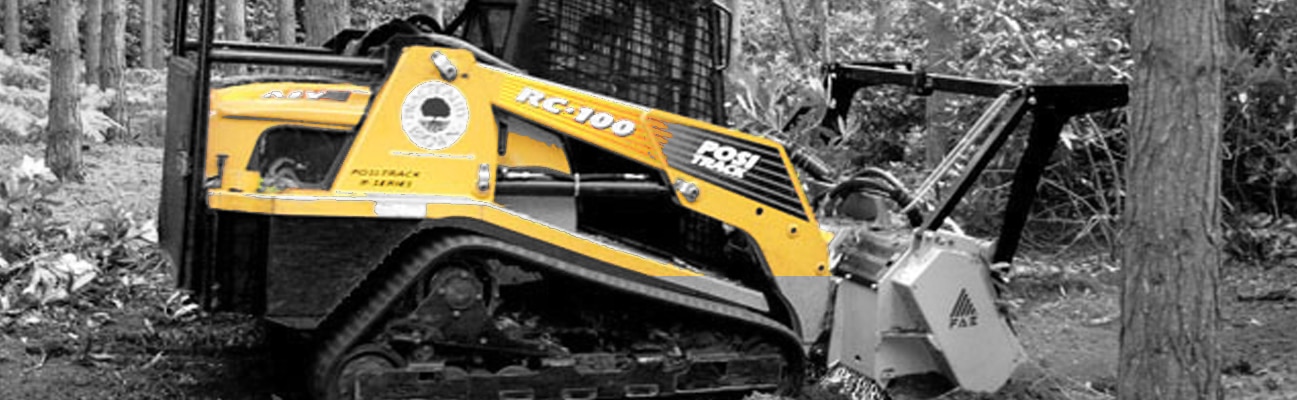 asv skid steer mulcher clearing rhododendron