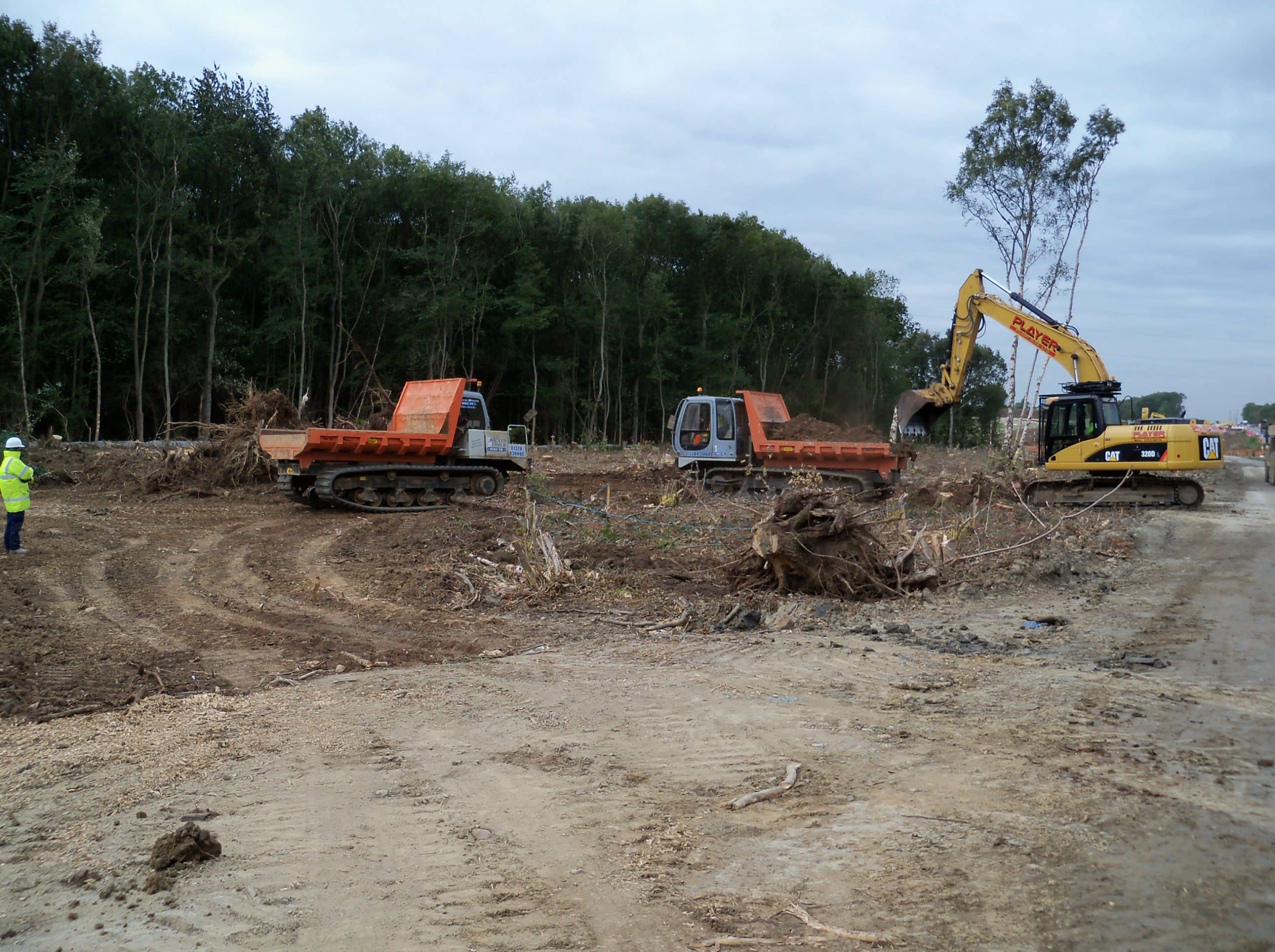 Low ground pressure machinery to transport woodland components